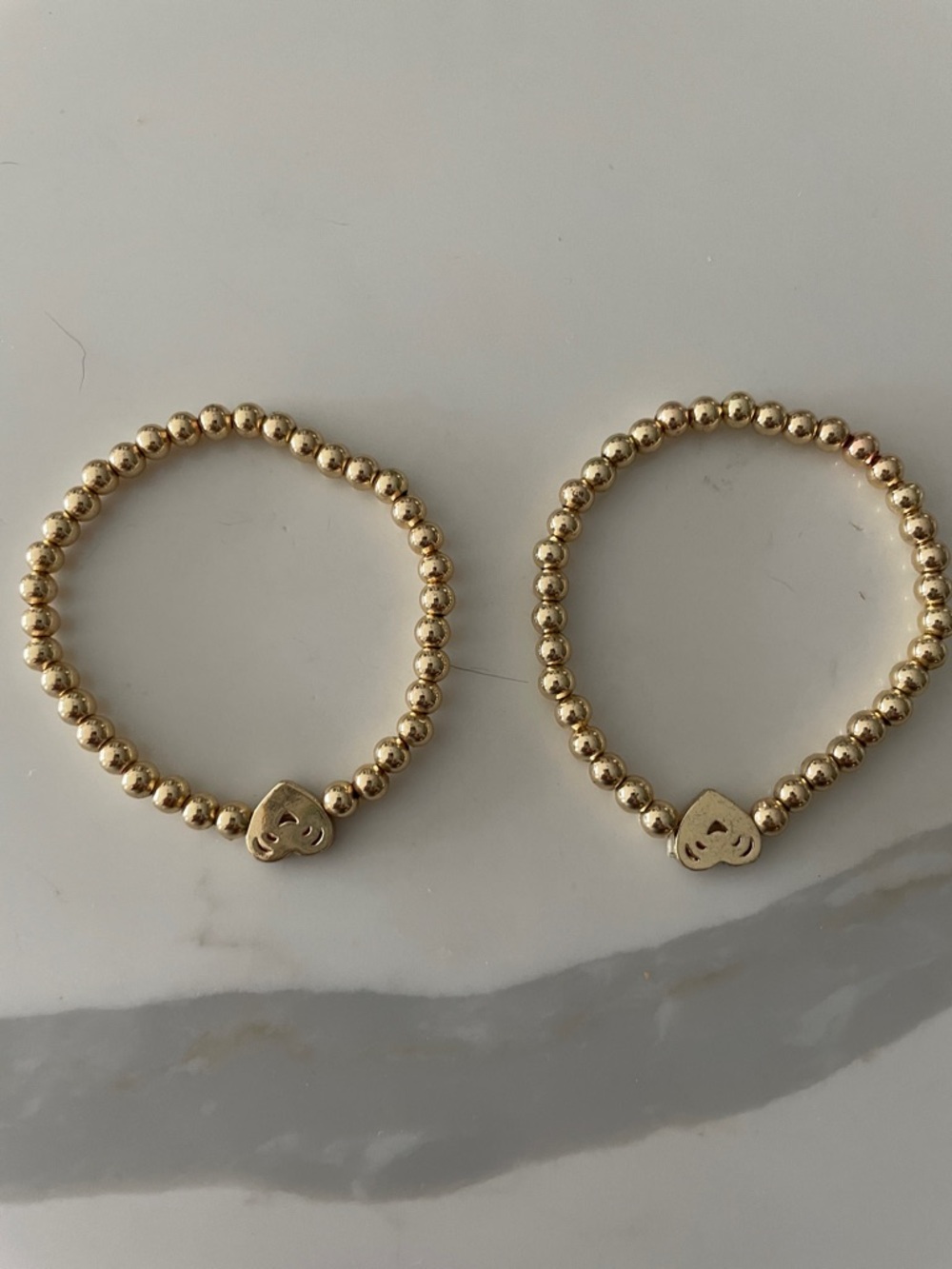 Gold Beaded w/CZ’s Heart Stretch Bracelets - Women Jewelry - Picture 6 of 8